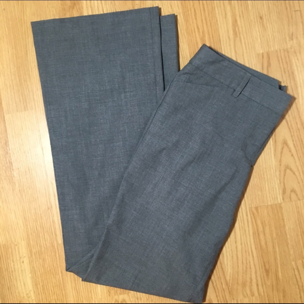 Express Gray Notch Back Editor Slim Flare Pants